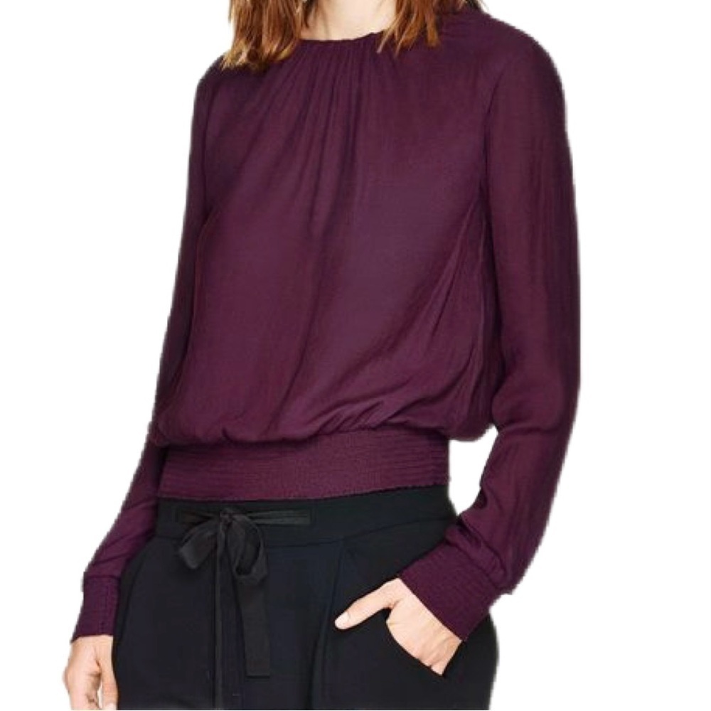 Aritzia Burgundy Sheer Blouse Size 2